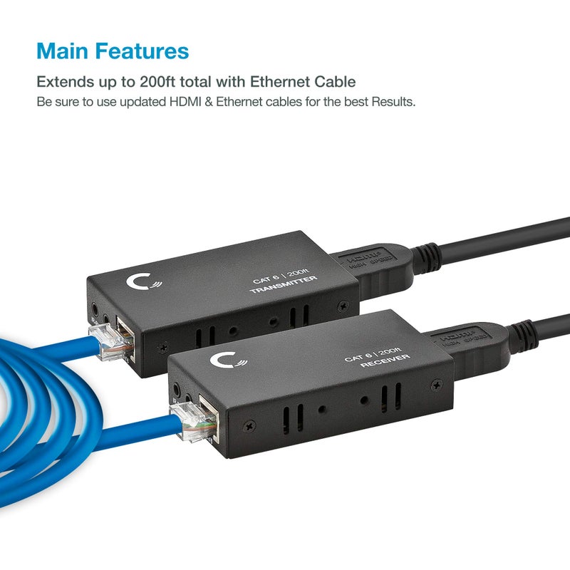Expert Connect HDMI Extender Over Cat5e/Cat6/Cat7 Ethernet Cable Up to 330 Feet, 1080P, 3D - Image 2